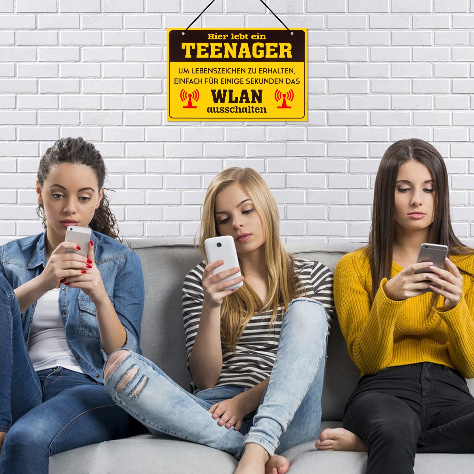 2 Targhe Divertenti Per Camera Adolescente – 'Qui Vive Un Adolescente' E 'Attenzione' – 30x20 Cm