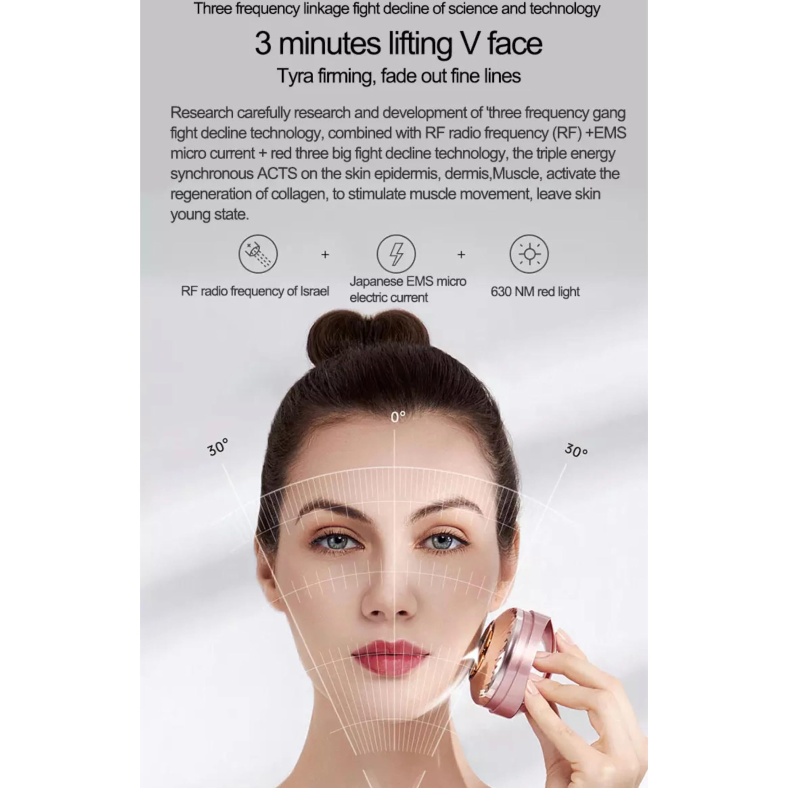 Lalano's Cosmetics urządzenie przeciwstarzeniowe V- Face- RF do mikrodermabrazji, EMS, urządzenie do ujędrniania twarzy, oczyszczania twarzy i pielęgnacji twarzy, technologia częstotliwości radiowej,