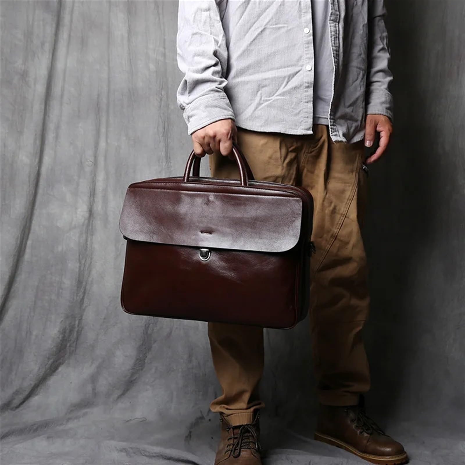 Borsa Per Pc Portatile Valigetta da uomo in pelle Borsa in di vacchetta naturale a tracolla grande capacità for computer casual