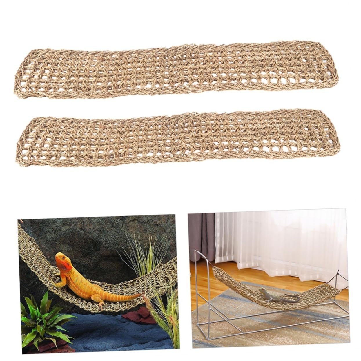 GANAZONO 2piezas Hamacas De Césped para Reptiles Accesorios para Tanques De Dragón Barbudo Colgantes para Iguanas y Geckos Soporte Doble Sin Ventosas