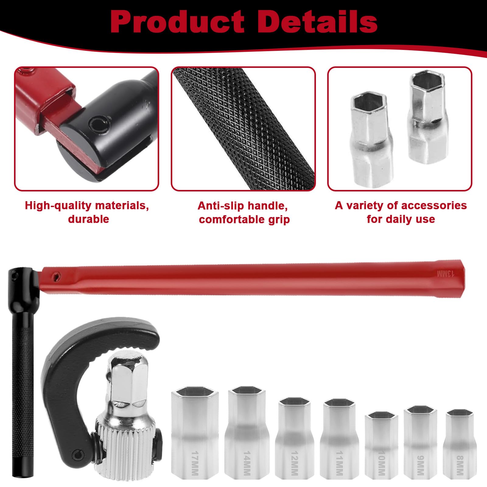 Adjustable Tap Spanner Set including 7 Changeable 8-17mm Nut, Faucet Bathroom Back Nut Installation & Disassemble Tools Kit - Image 3