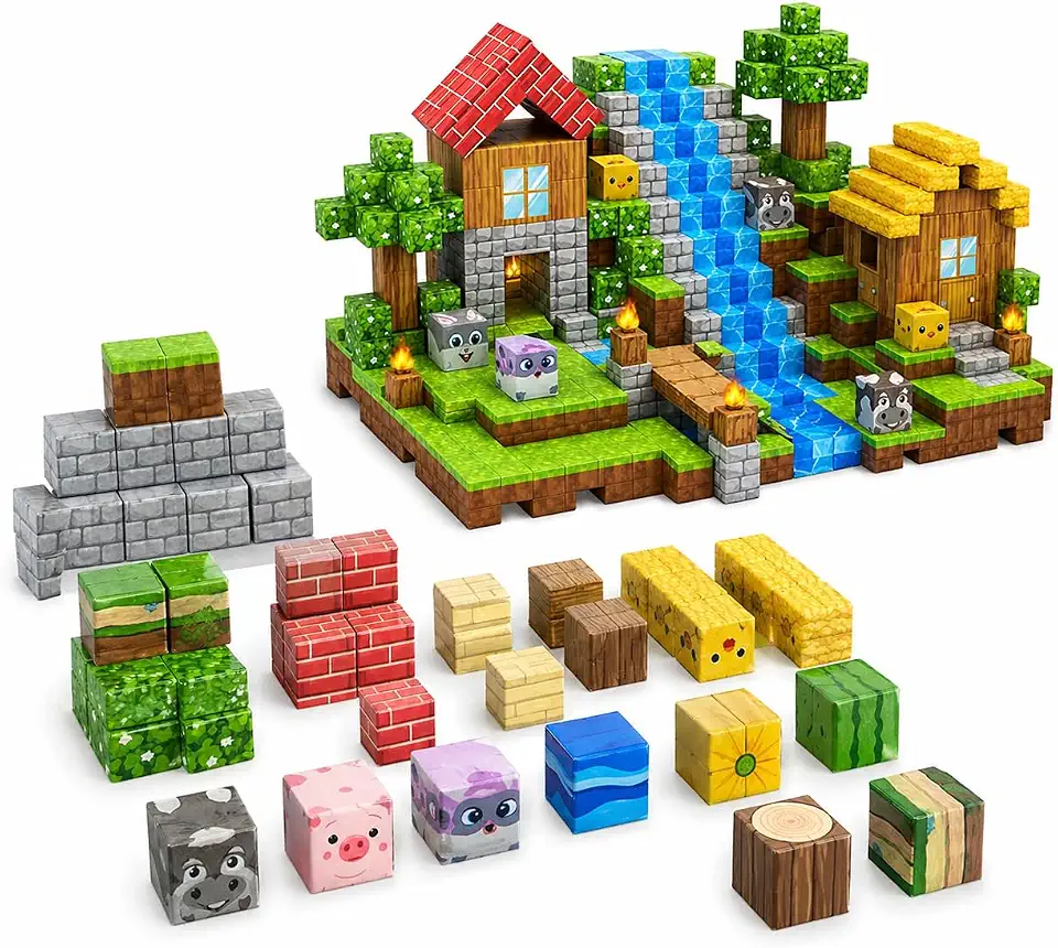 Blocos de Montar Magnéticos 72 Peças Infantil – Kit Construção Criativa 3D Educativo, Estimula Coordenação, Imaginação e Raciocínio – Brinquedo Interativo para Crianças