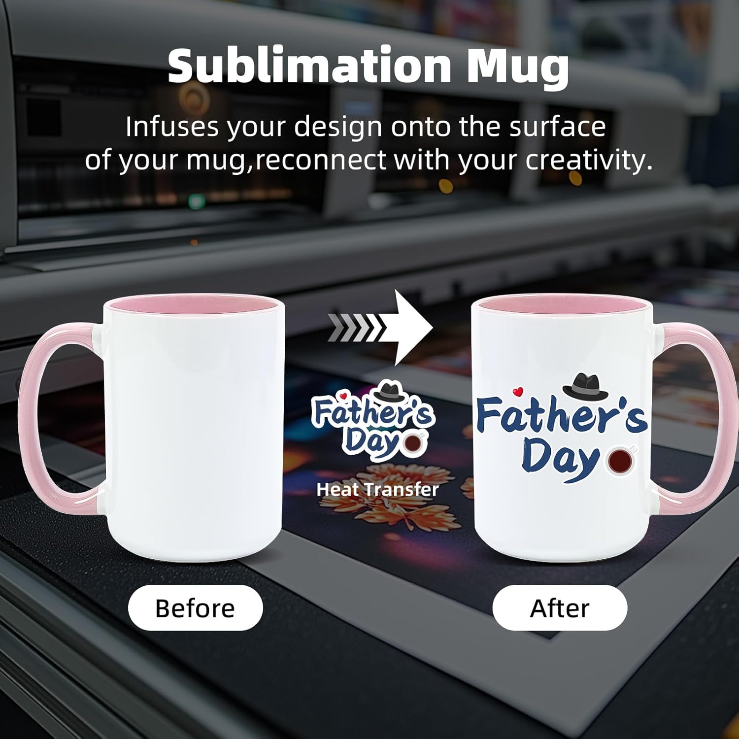 Sublimation Mugs 15 oz, Sublimation Blanks, Bulk Ceramic Coffee Mugs, Cups for Gift, Party, Business with Single box, Microwave and Dishwasher Safe, Pink Set of 12