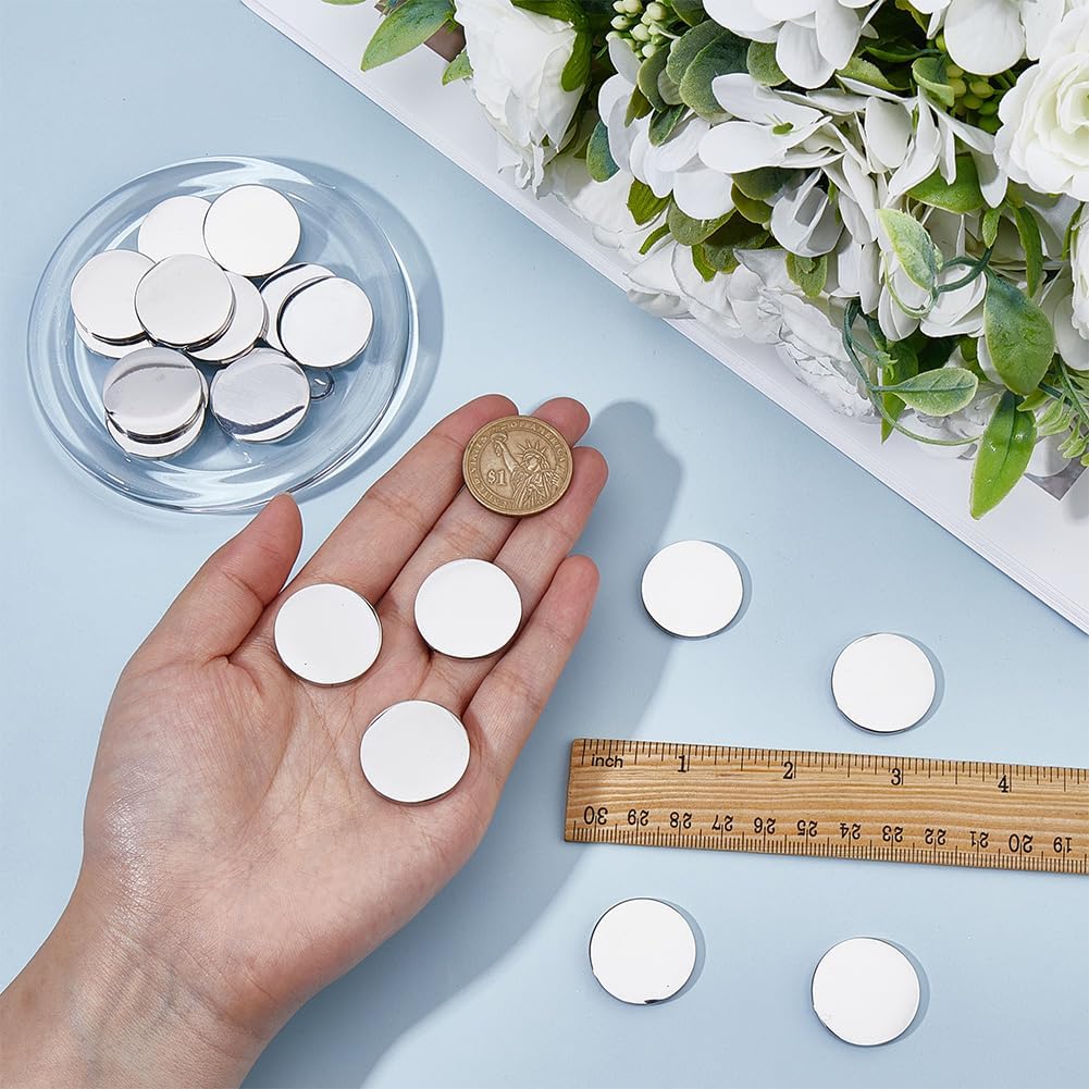 WEBEEDY 20pcs 25MM/1INCH Stainless Steel Blanks Coin Blanks Heavy Duty for Engraving and Hand Stamping Custom Challenge Coin Personalized Metal Coin for DIY Gifts Jewelry Making