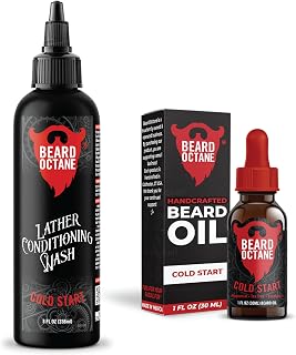 Fundamental Beard Kit - Beard Oil & Beard Wash Combo Cold Start - Peppermint, Tea Tree & Eucalyptus