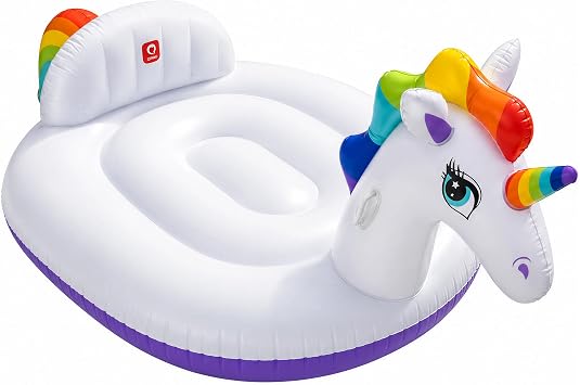 QPAU Unicorn Pool Float, Rainbow Inflatable Pool Float for Adults & Kids, Animal Pool Float for Swimming Pool, Beach & Lake