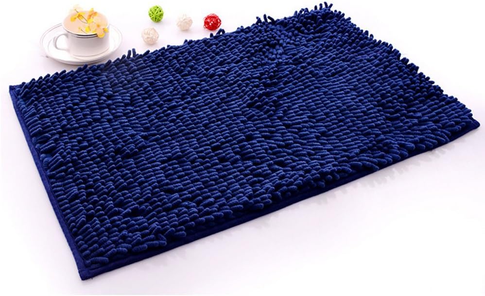 GLF Non-Slip Bath Mat Microfiber Bathroom Mats Shower Rugs, 16" 24",Dark Blue