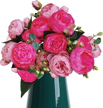 3 Pack Peonies Artificial Flowers Silk Peony Arrangement Bouquet for Wedding Centerpiece Garden Party Home Decor Elegant Vintage Fake PeoniesRose Pink