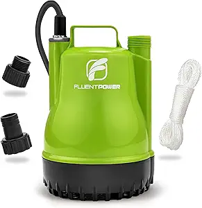FLUENTPOWER 1/4HP Utility Pump 1900GPH Portable Submersible Sump Pump, Manual Control with 16.4 Ft Cord for Draining Water from Pool Pond Garden Hot Tub Basement Tankless Heater Liquids