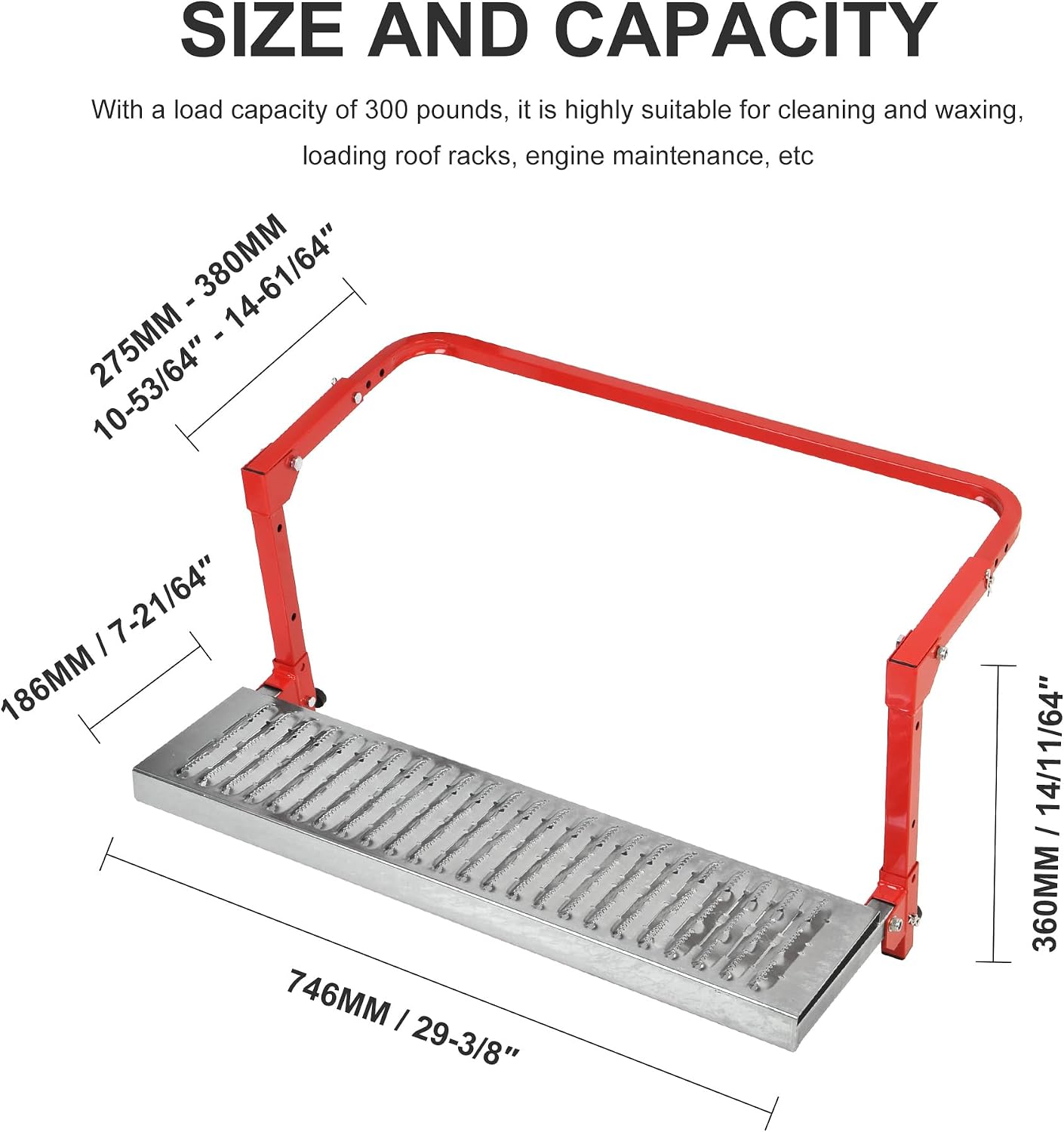 Heavy Duty Tire Step for Truck, Adjustable and Non-Slip Steel Truck Step