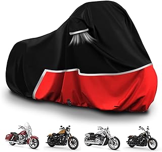 Waterproof Motorcycle Cover Replace for Harley Davidson Cruiser Models, 420D Oxford Cloth Softail, Dyna, Iron 883, Fat Boy 114, Forty-Eight, Low Rider, Sport Glide Cover for Snow Rain Protection