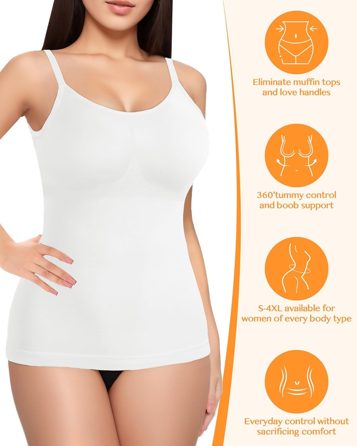 AURUZA 2PCS Womens Shapewear Tummy Control Scoop Neck Camisole Tops for Women Seamless Compression Tank Top Plus Size - Image 3