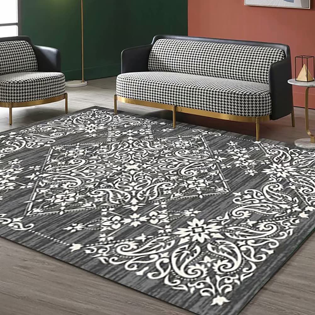 Tappeto Shaggy per soggiorno e camera da letto, design moderno floreale, grande tappeto per la casa, ideale per corridoio, ufficio e comodino