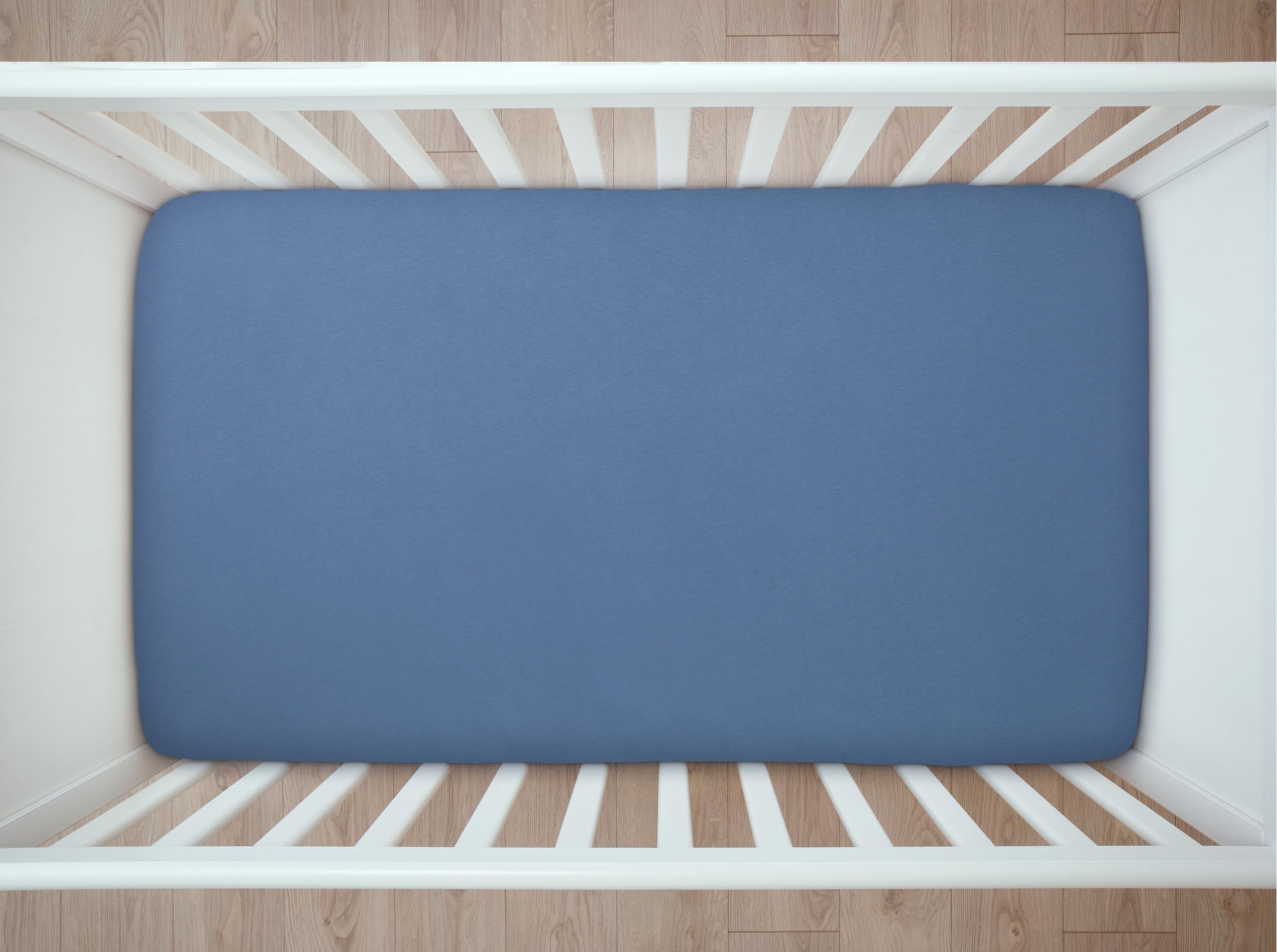 Lenzuolo per culla organico, 100% cotone, lenzuolo standard per culla (132 x 71 cm), lenzuolo con angoli per culla per bimbi e ragazzi neutri, lenzuola per bambini (fiore blu 3D)