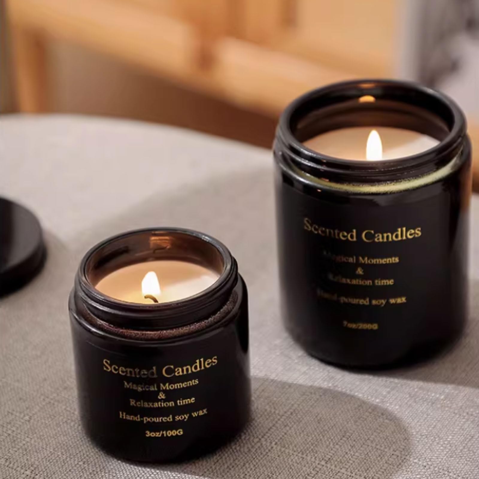 Compacto Velas de vidrio, vela de aromaterapia reutilizable, velas en tarro modernas hechas con cera de soja y aceites esenciales for aliviar el estrés no es picante(Red teak,L)
