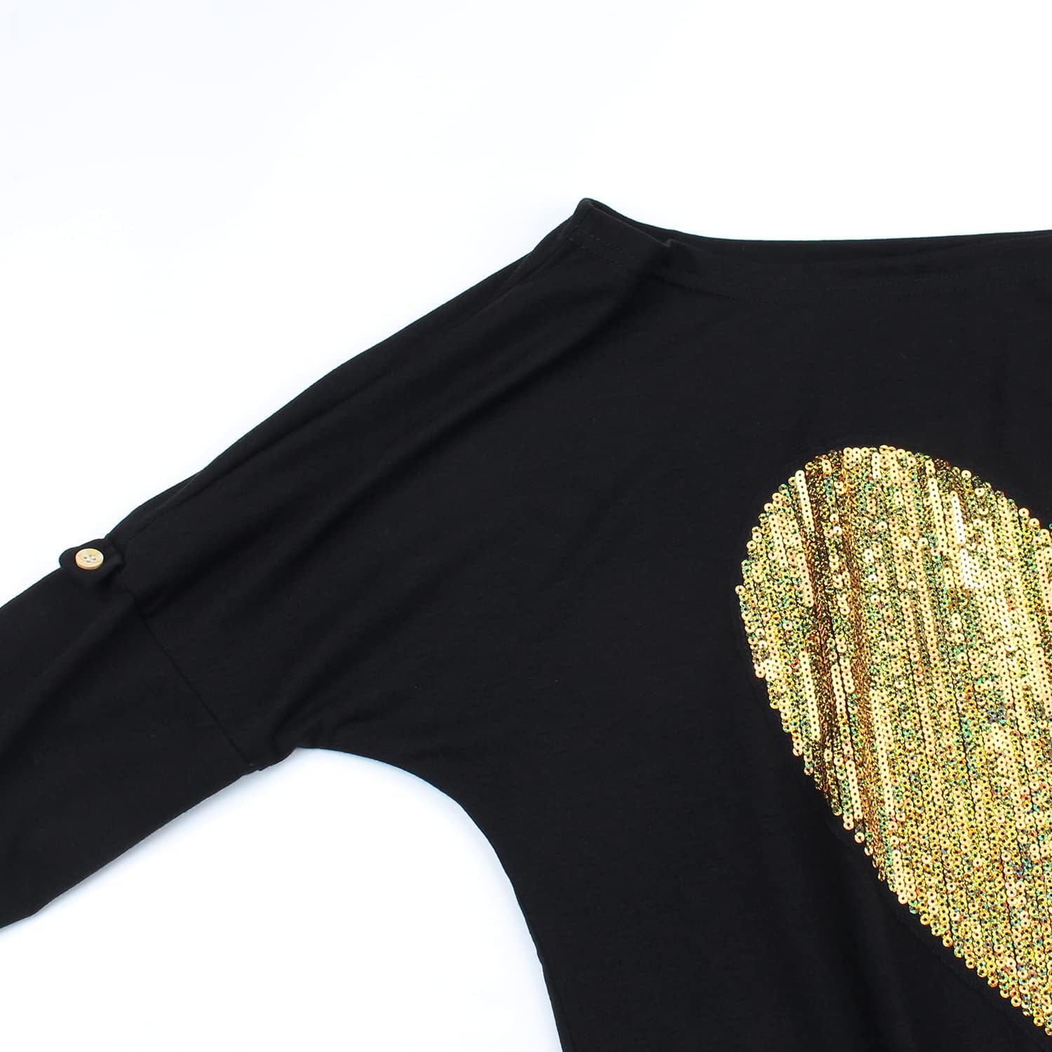 PESION Womens Off The Shoulder Tops Sexy Shiny Metallic Shirts Long Sleeves Fashion Graphic T-Shirts Blouses - Image 4