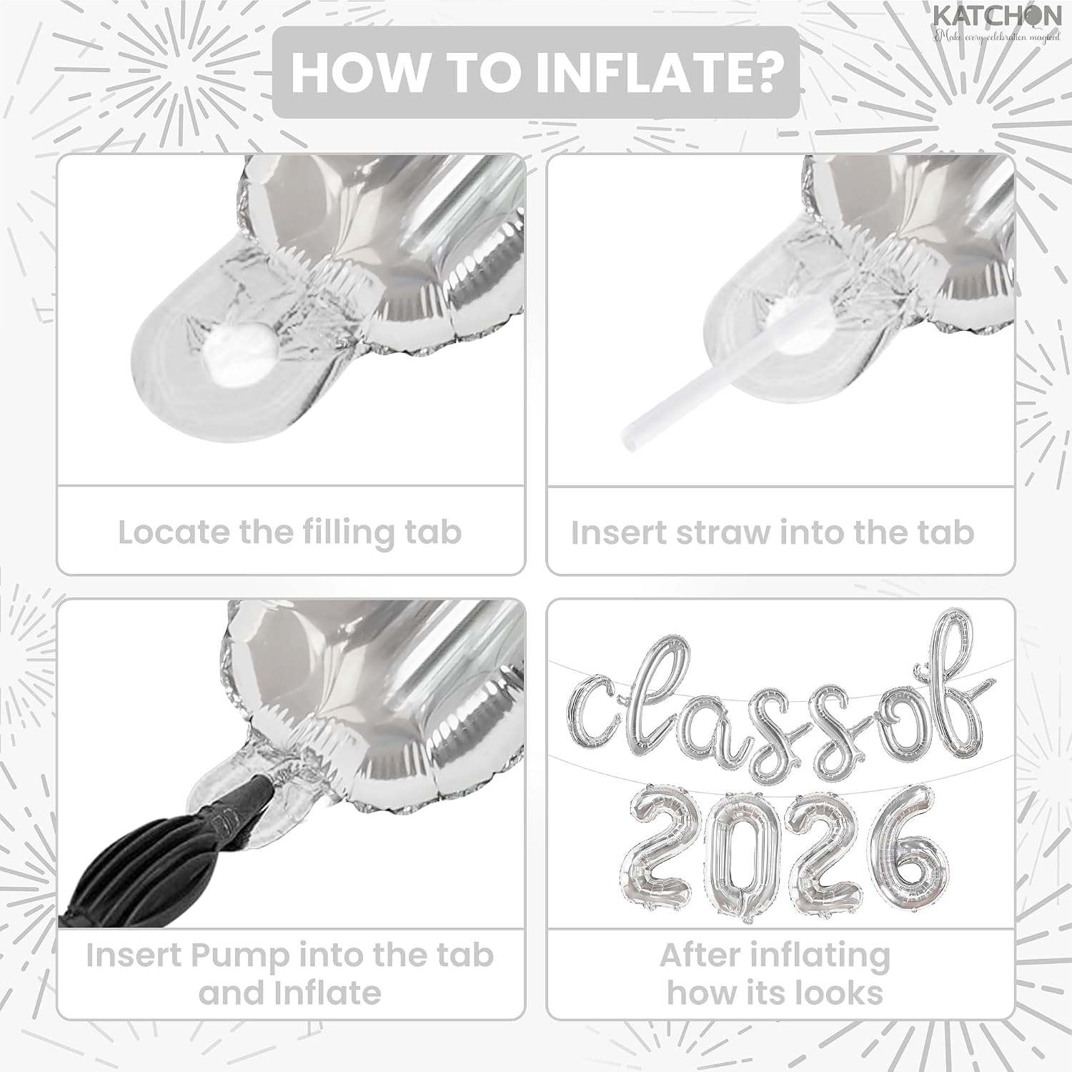 KatchOn, Silver Class of 2026 Balloons Banner - Script, 16 Inch | 2026 Balloons Graduation, Graduation Decorations Class of 2026 | Balloons, Graduation Balloons Decorations