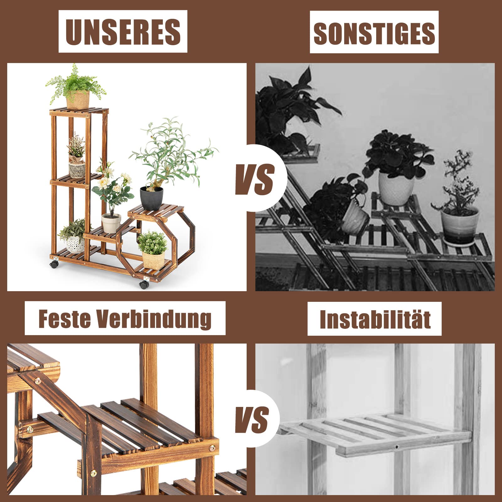 Estante De Madera Para Plantas De 6 Niveles – 75 X 25 X 140,5 Cm, Soportes De Cedro, Carga 10 Kg Por Nivel, Para Interior Y Exterior