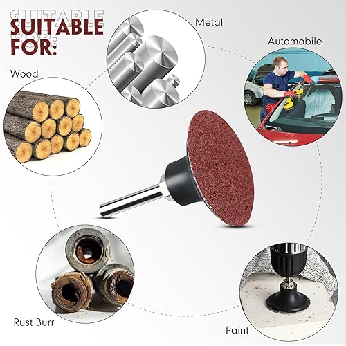 Miniatura 28 de Newwiee 150 discos de lijado de 2 pulgadas con bloqueo de rollo de grano 36, disco de lijado para preparación de superficies, tira de molienda