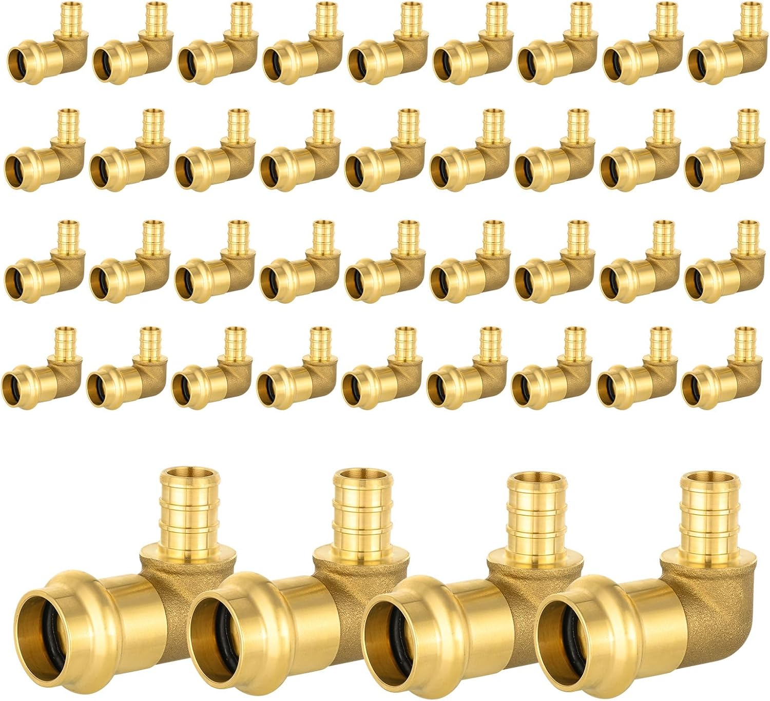 5-Pack HeSun Copper Press Fitting Elbow, 1/2" PRESS X 1/2" PEX F1807 Crimp Elbow, LF Brass