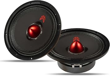 MX65E1 Loudspeaker 6.5 Inch Midrange 400 Watts 6 Ohms Red Bullet, Premium Quality Audio Door Speakers for Car or Truck Stereo Sound System, Black 2 Speakers