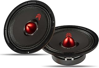 MX65E1 Loudspeaker 6.5 Inch Midrange 400 Watts 6 Ohms Red Bullet, Premium Quality Audio Door Speakers for Car or Truck Stereo Sound System, Black (2 Speakers)