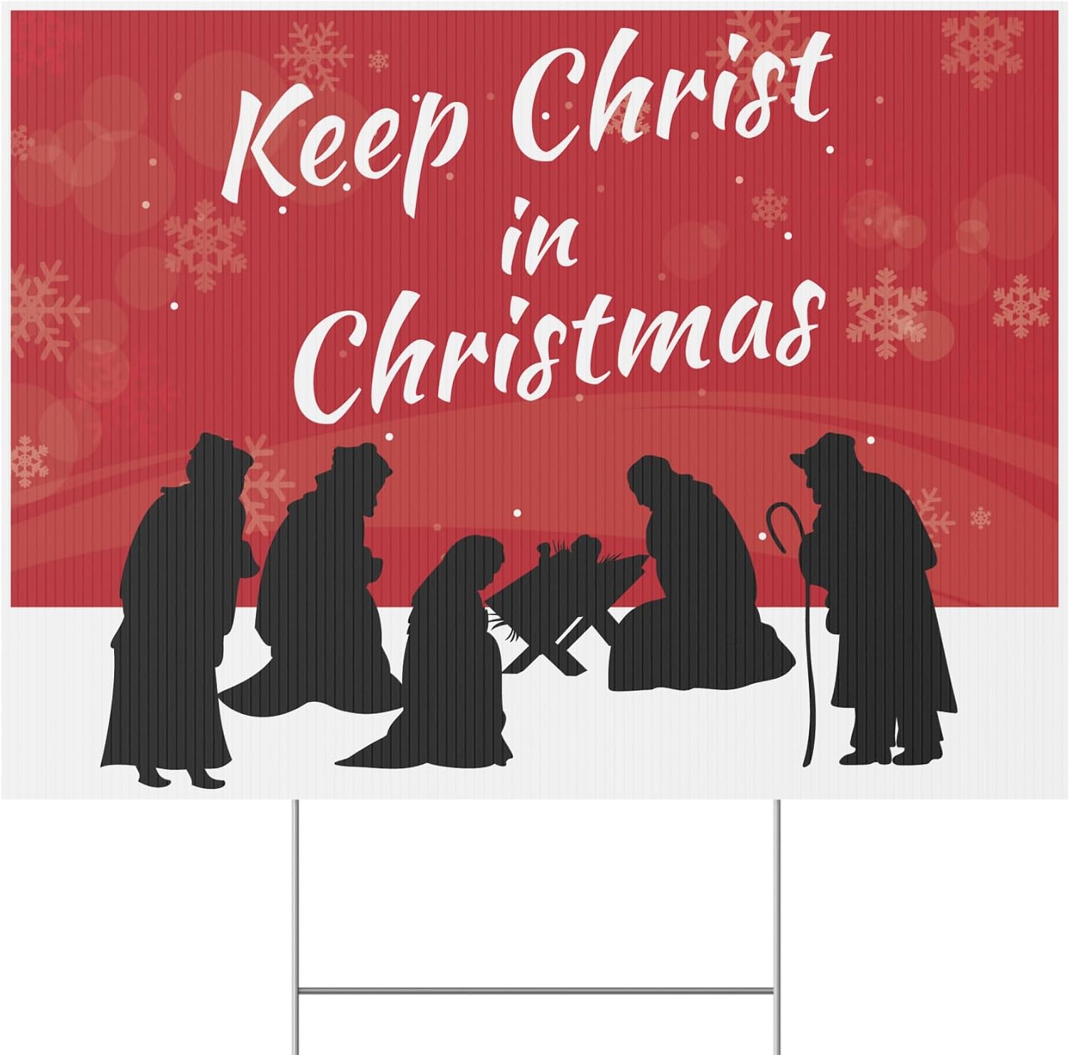 Keep Christ in Christmas Yard Sign, 36x24 Inch, Printed Double Sided, Metal H-Stake Included