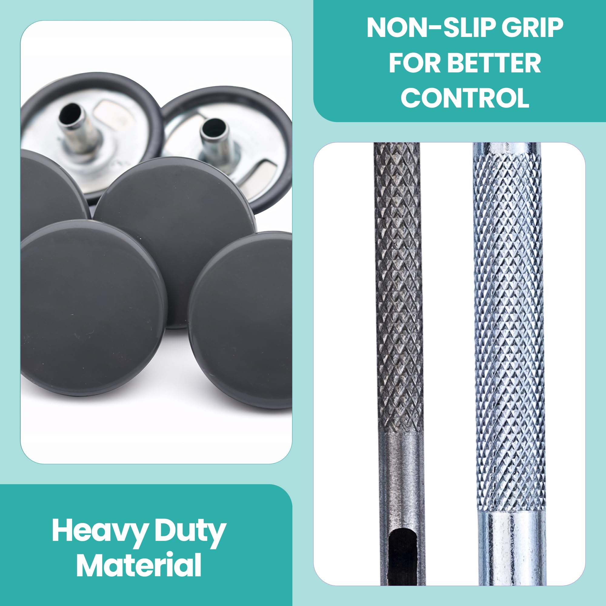 Trimming Shop 15mm Botones a Presión 4 Parte, Durable y Ligero Metal Cierres con Mano Fijación Herramienta para Jeans, Cuero, Tiras Costura Proyectos, Ropa Reparación - Gris Oscuro, 1000pcs