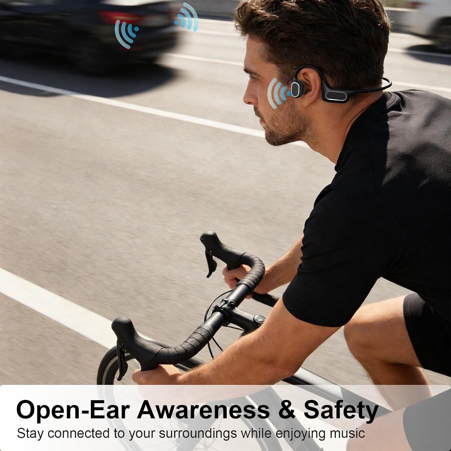 Fanisic Lap Swimming Headphones/Earbuds, Bluetooth 6.0 & MP3 with 32GB Memory IP68 Waterproof Bone Conduction Headphones, Underwater Open Ear Headphones Secure Fit for Surfing Cycling Running(Black)