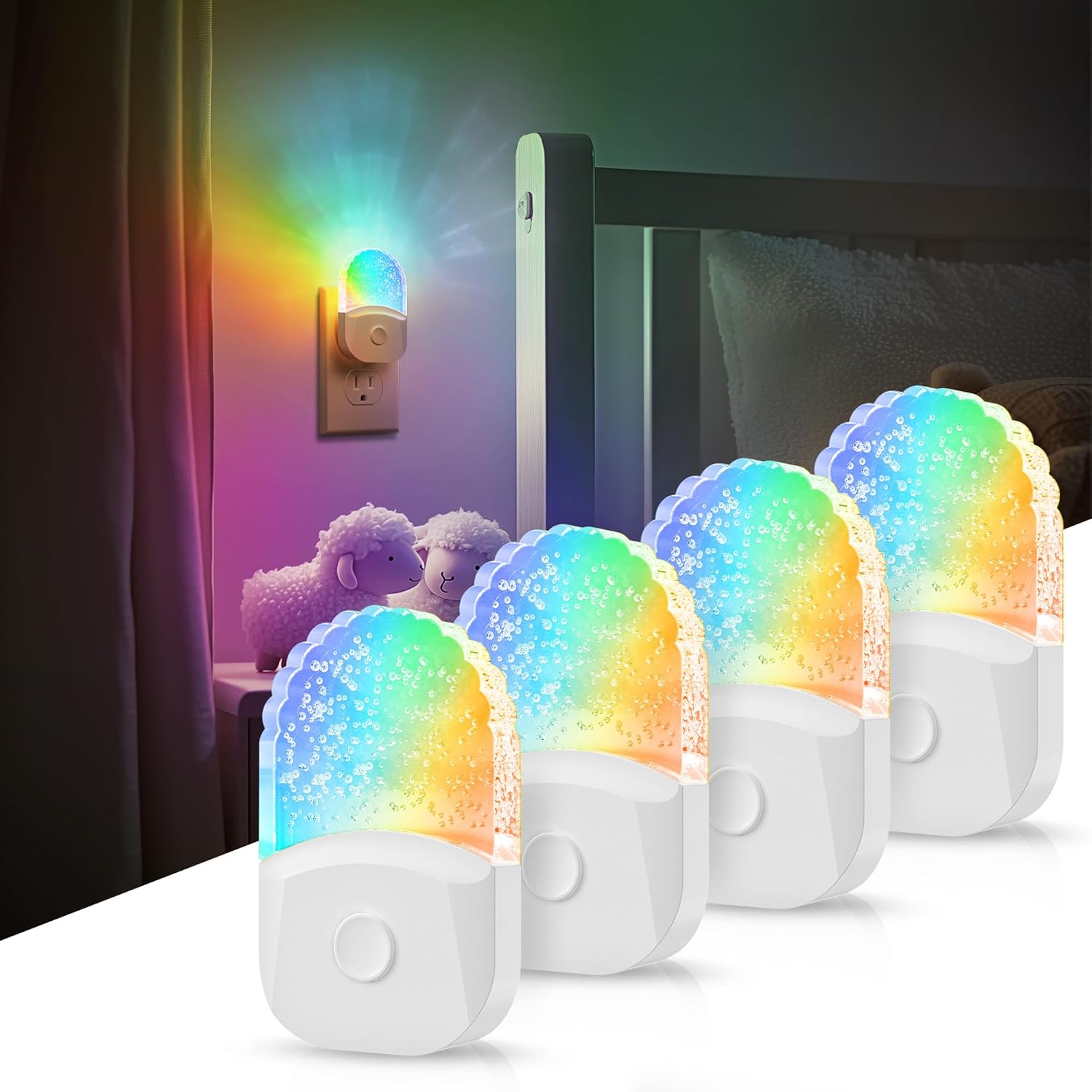 DORESshop Plug in Night Light 8-Color RGB LED Night Light Night Light DORESshop Night Lights Plug Into Wall