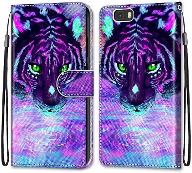 Huawei P8 Lite Case for Girls, PU Leather Wallet Style Case, Folio Flip Kickstand Credit Card Cover with Wrist Strap Phone Case for Huawei P8 Lite