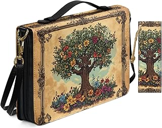 Funda de piel sintética para mujer, bolsa de iglesia con marcapáginas, estilo retro medieval, cubierta de la Biblia con correa para el hombro, color marrón