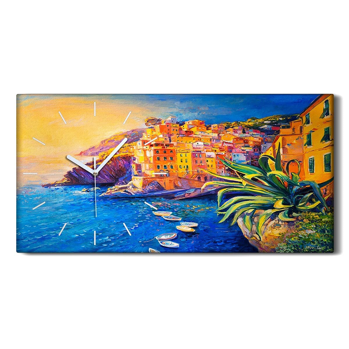 Horloge sur Toile 60x30cm Art Moderne Salon Ne Pas Tic Tac Côte Abstraite