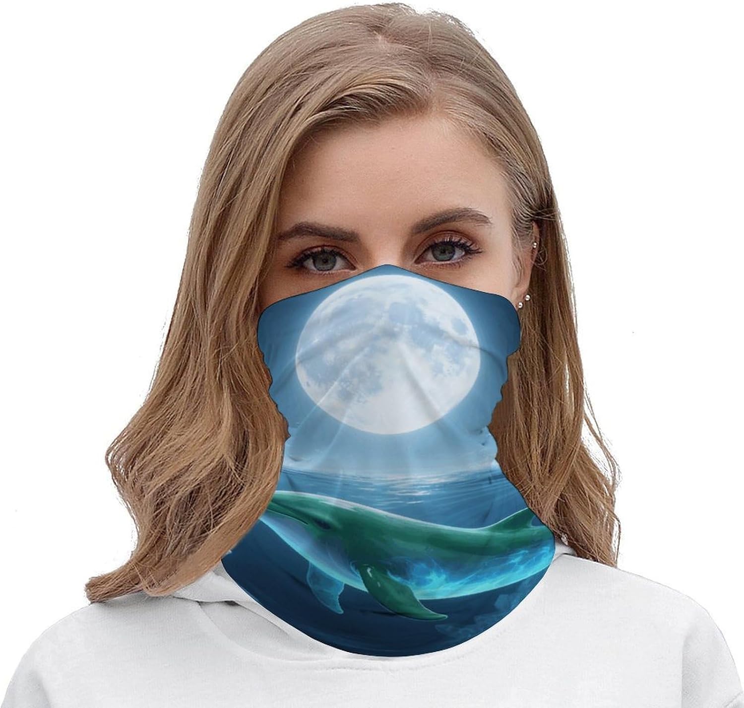 Dolphin Moon Neck Gaiter Face Cover UV Protection Bandana image 5