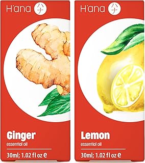 H'ana - Ginger Essential Oil & Lemon Essential Oil for Diffuser Set - 100% Natural Essential Oils Set - 2x1 fl oz