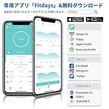 Amazon.co.jp: 体重計 体脂肪 Lescale 体脂肪計 体組成計 スマホ