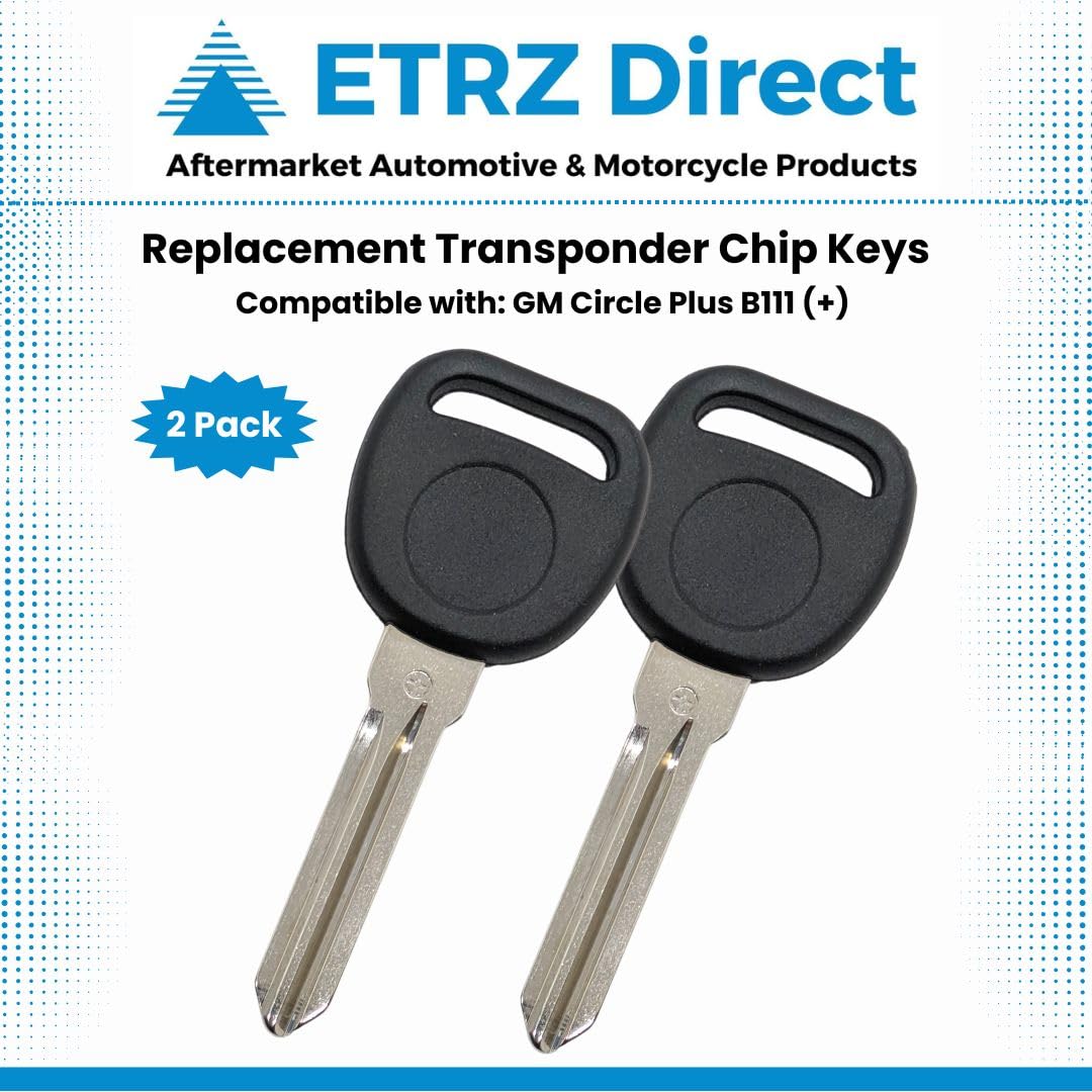2 Pack Replacement Uncut Transponder Chip Ignition Key Blank for Car, Compatible with B111 PT Circle Plus (Circle+) Key