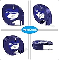 Vista 8 de 5 cintas de plástico 91331 de repuesto para Dymo Letratag de repuesto de 0.472 in x 13.1 ft (1/2 x 13) para DYMO LetraTag 200B LT-100H LT-100T Plus