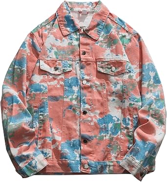 Mens Distressed Denim Jackets Slim Fit Ripped Jeans for Men Classic Vintage Trucker Jean Jackets