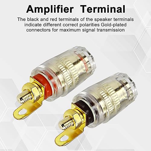 Miniatura 7 de XMSJSIY 4 unids conector de terminal de altavoz, poste de unión de cobre, cubierta de placa de oro de 0.157 in, enchufe de plátano con plástico
