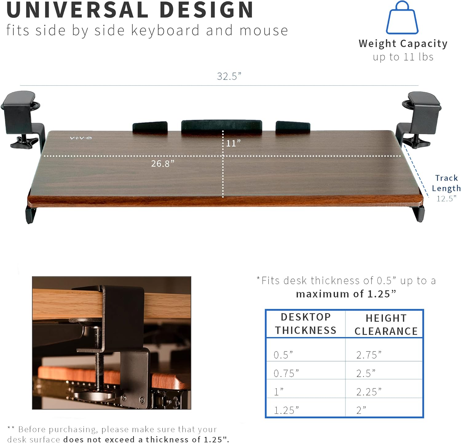 Buy VIVO Clampon Computer Keyboard and Mouse Under Desk Mount Slider