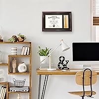 Vista 2 de GraduationMall Marco de diploma de madera de cerezo de 11 x 17 pulgadas con soporte de borla para documentos de certificado de 8.5 x 11, vidrio