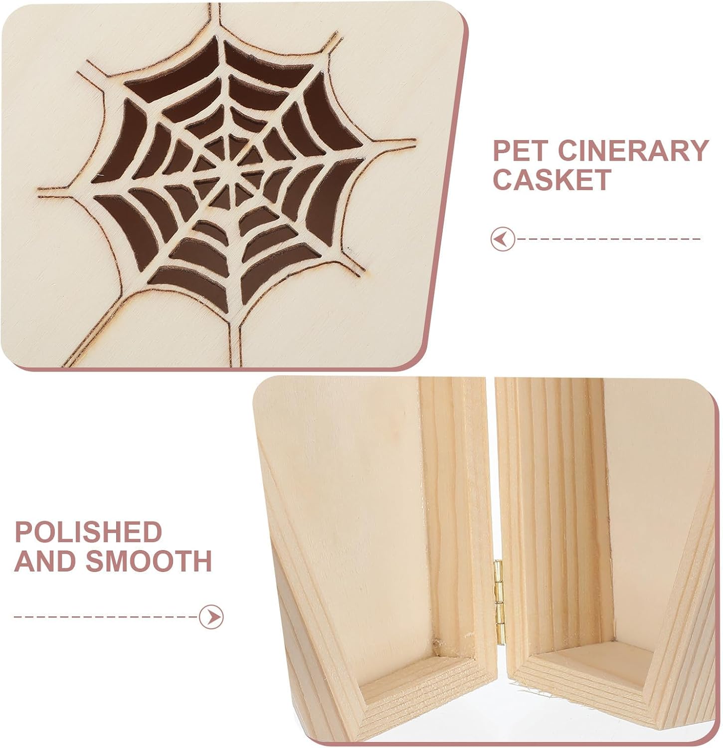 Toddmomy Vintage Gothic Coffin Shaped Jewelry Box with Lid, Handcarved Wooden Treats Container, Small Pet Burial Casket for Remembrance Spot or Pet Memorial, Unique Artistic Detail image 3