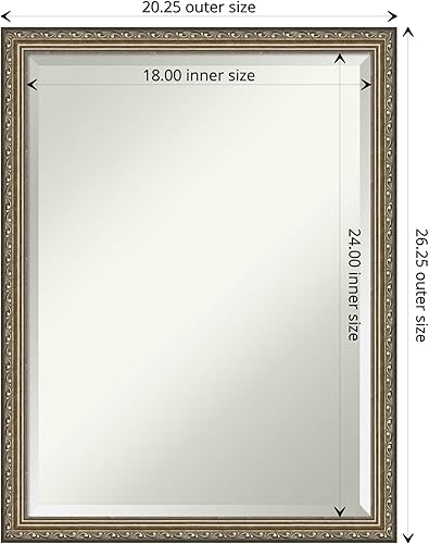 Miniatura 4 de Amanti Art Espejo de baño de madera, espejo de pared plateado parisino para usar como espejo de tocador de baño sobre fregadero (26.25 x 20.25