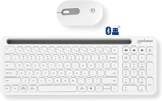 MANHATTAN Wireless Keyboard and Mouse Set, Bluetooth/2.4 GHz, White