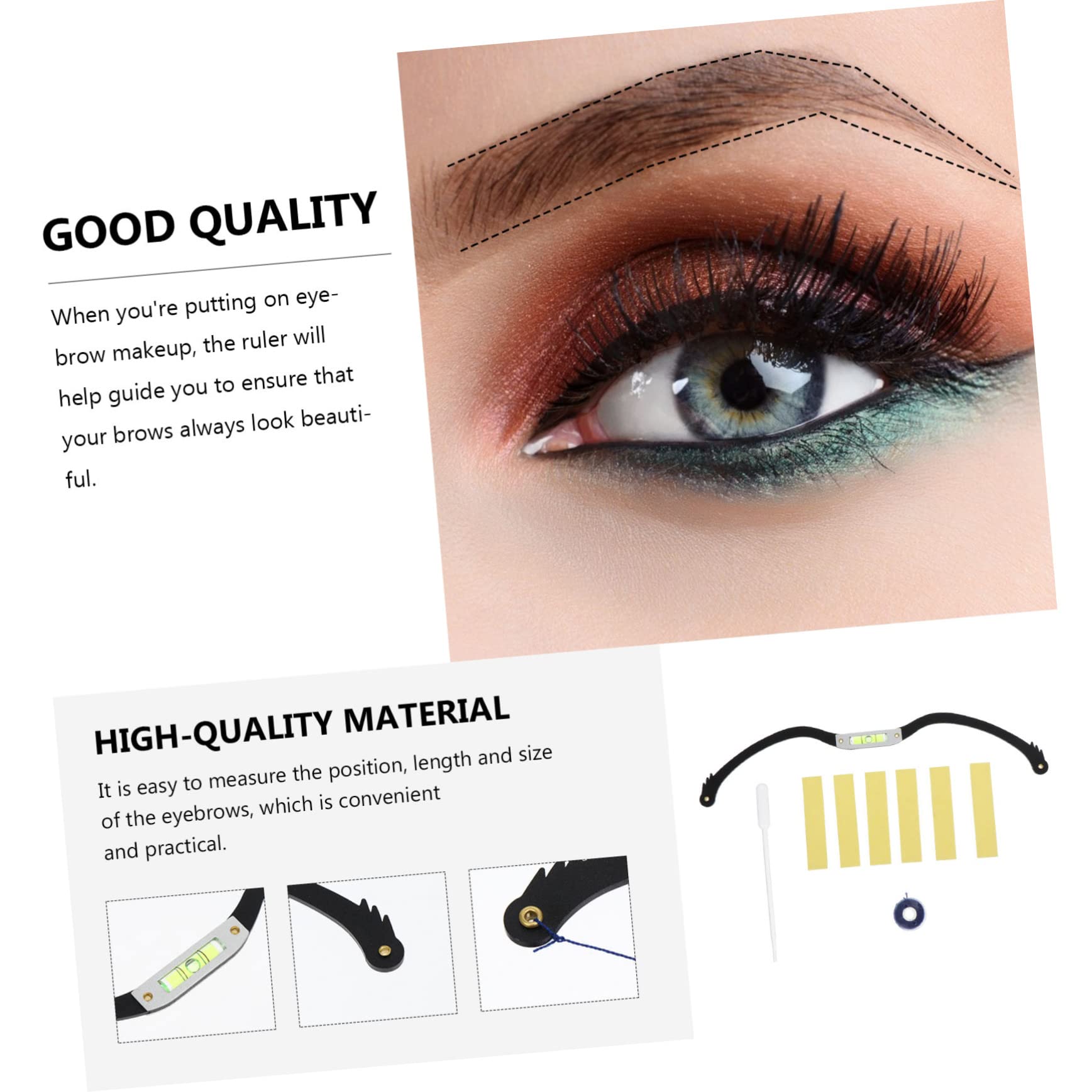 POPETPOP 5 Pz Livello Ausiliario Del Del Sopracciglio Righello Per Sopracciglia Microblading Adesivo Misura Sopracciglia Strumento Rifinitura Delle Sopracciglia Metallo