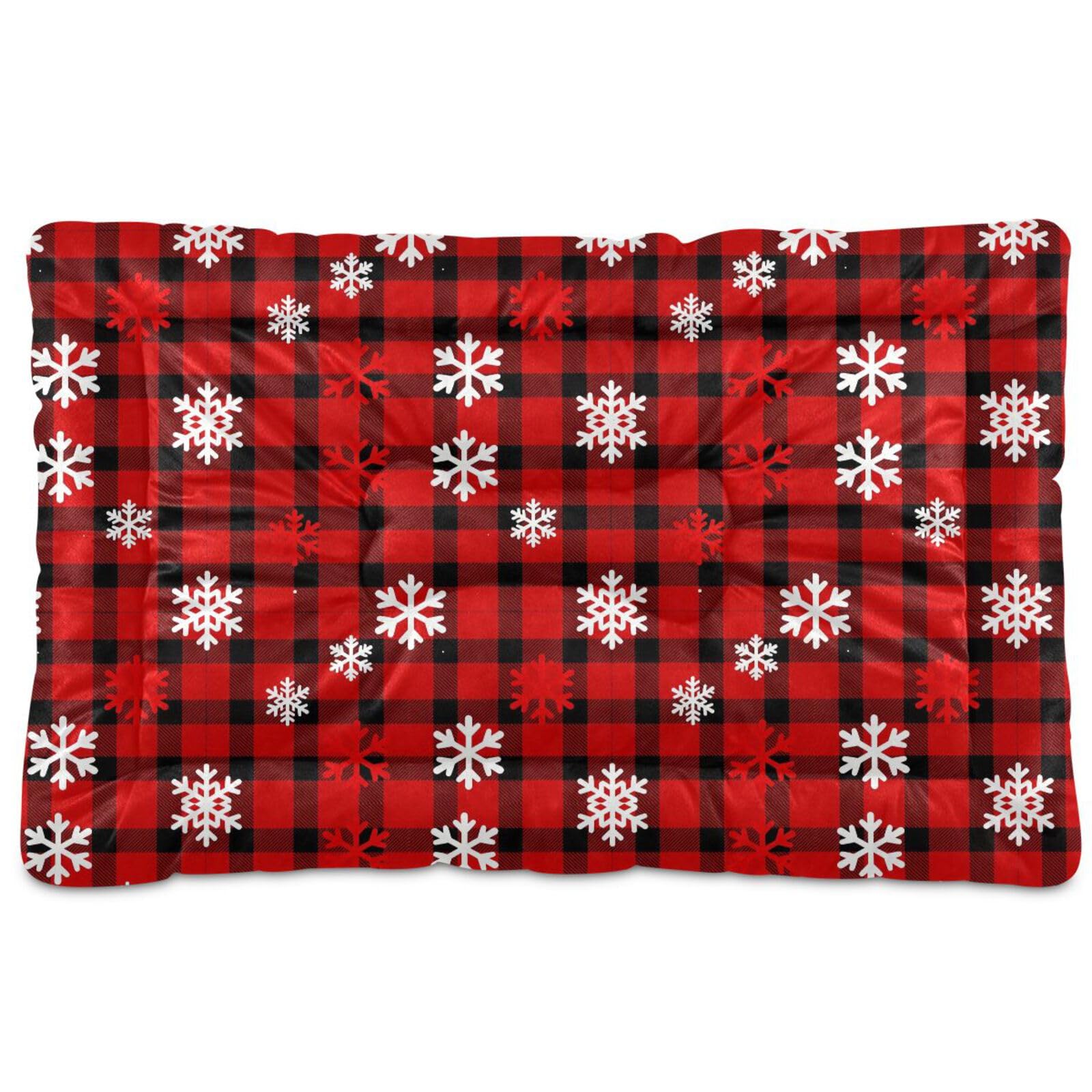 Lit de cage pour chien ultra doux et moelleux motif flocon de neige