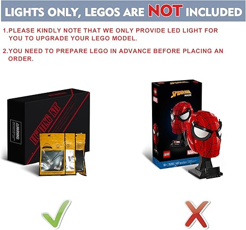 Miniatura 2 de BrickBling Luz LED para máscara Lego Spider-Man 76285 (solo luces), nueva iluminación 2024 compatible con máscara Lego, ilumina tu modelo