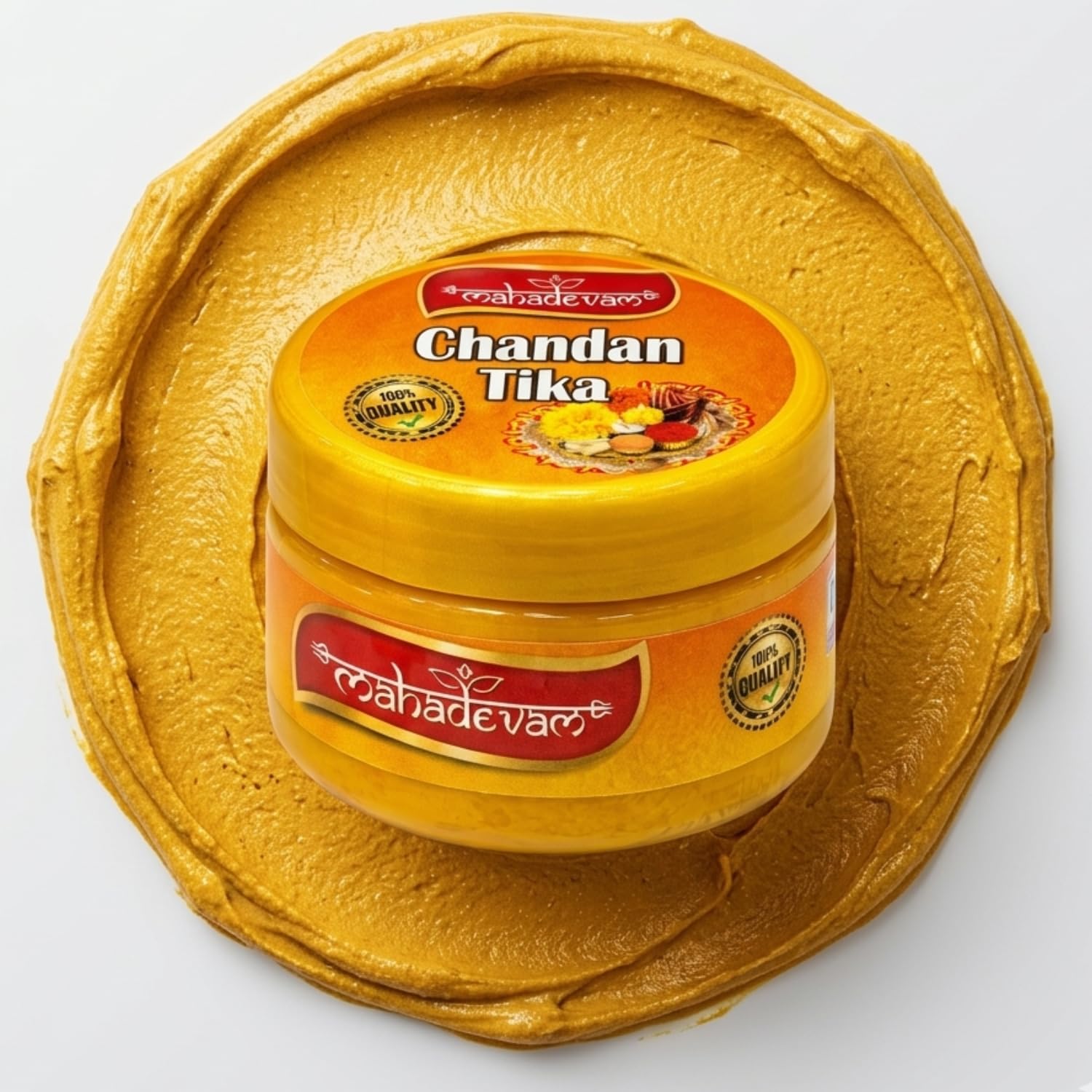 Mahadevam Herbal Pure Original Chandan Tilak Gopi Pila Ashtagandha Chandan Tilak Paste Long Lasting Fragrance, Cooling,Spiritual Tika for Pooja Festivals and Daily Worship 50 GMS (Yellow)-picture-32