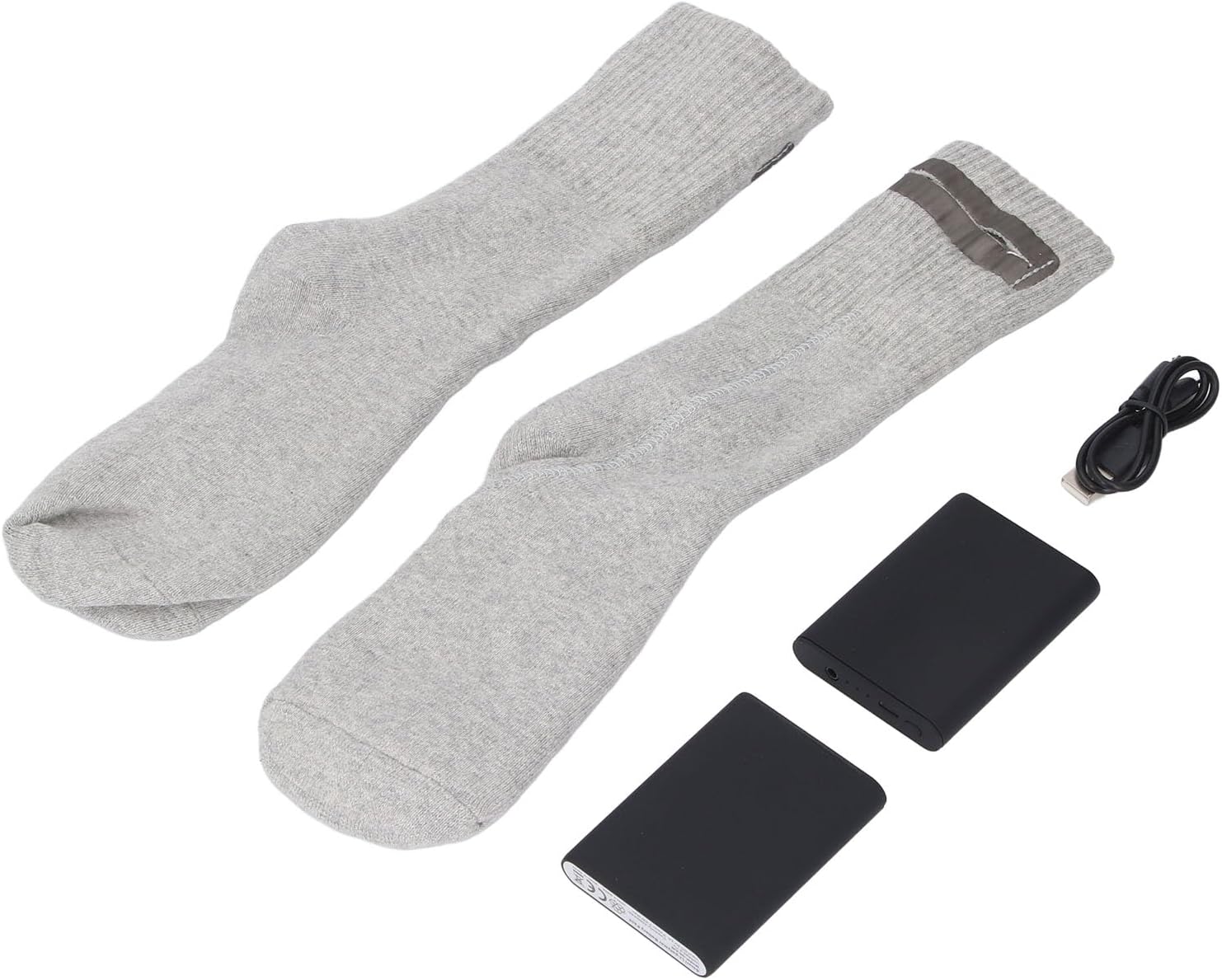 Electric Heating Socks Soft Polyester Fiber Rechargeable Heated Socks for Skiing Hiking, for Men Women 2 Pairs